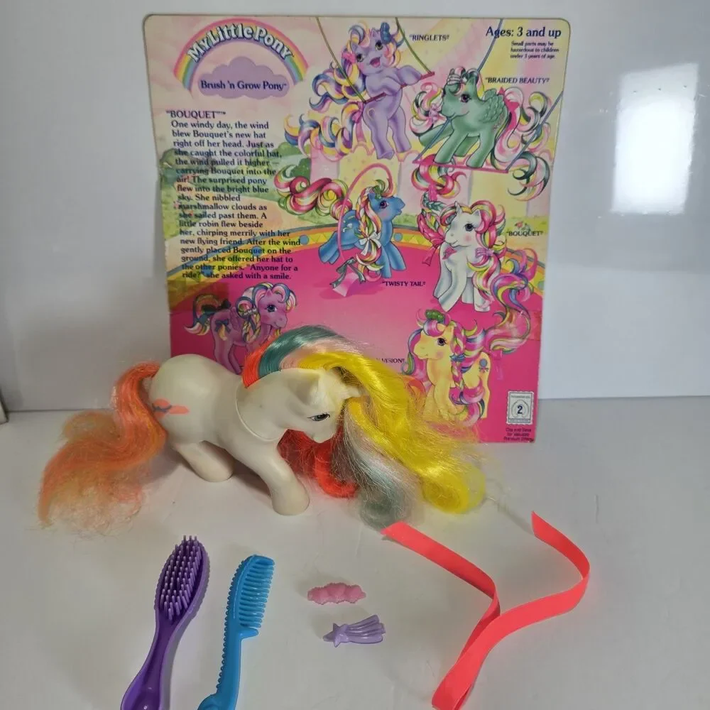 Vintage 1985 My Little Pony G1 Brush 'n Grow Bouquet Working Mechanism W/Extras